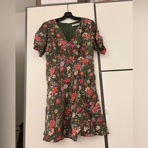 LOFT Green Floral Mini Dress